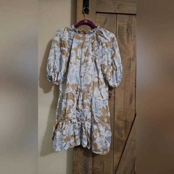 SOFIA MADE in ITALY Silk tunic dress. Celeste tie dye. Blue/ivory One size - Picture 10 of 10